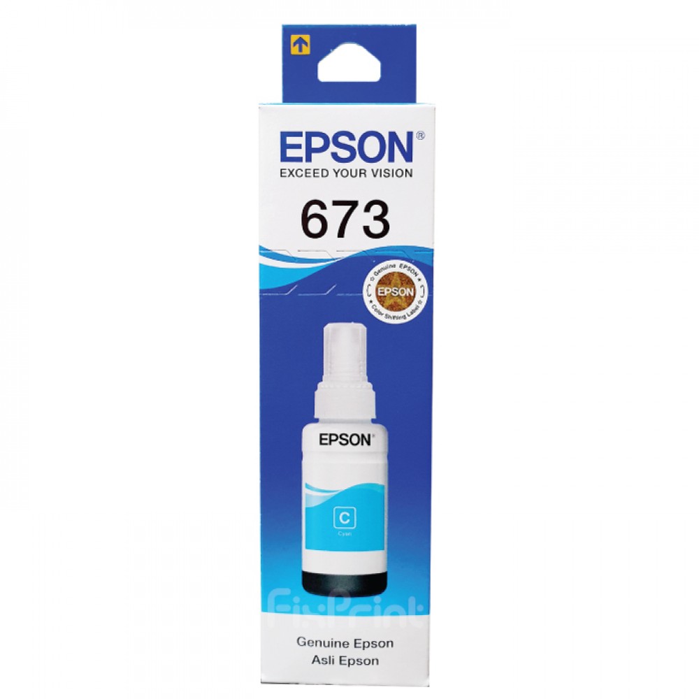 Tinta Refill Epson Original Ori 673 t6732 Cyan 70ml, Tinta Refill Printer Epson L800 L805 L810 L850 L1800